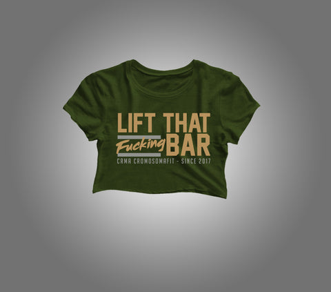 Playera Croptop para entrenar CRMA LIFT THAT FCKN BAR mujer